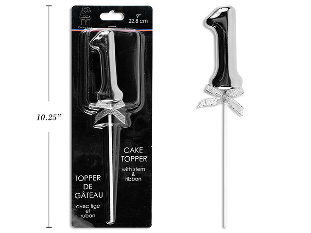 Cake Topper Number 1 Silver 9in