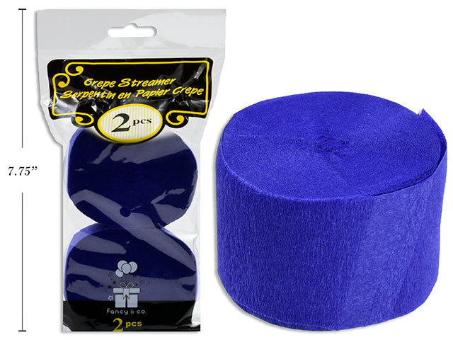 2 Rolls of Crepe Streamer - Navy 1.75in x 81ft (25m)