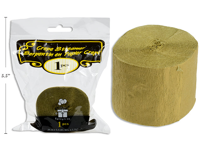 2 Rolls of Crepe Streamer - Gold 1.75in x 81ft (25m)
