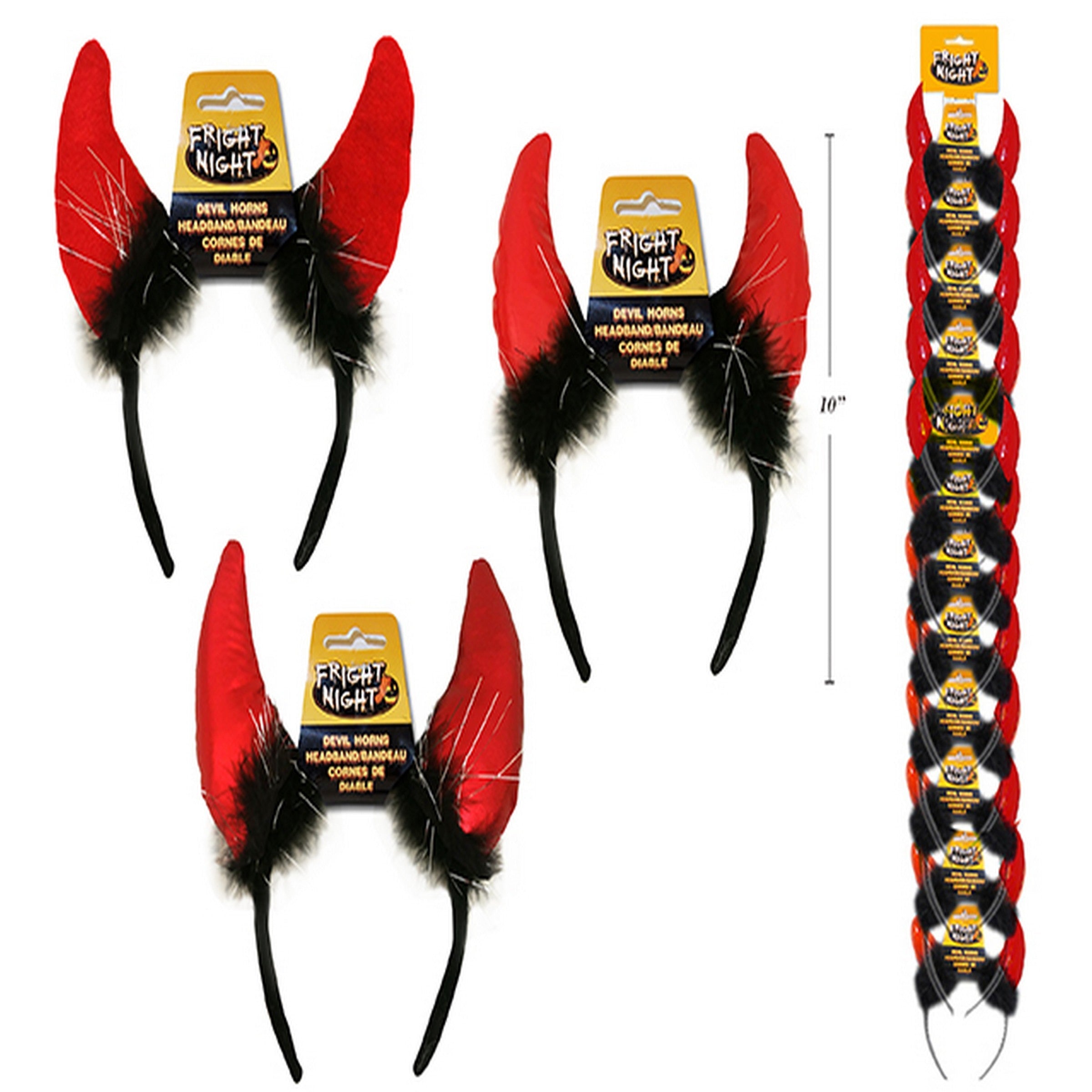 Halloween Devil Horn Headband with Black Feathers 8.5in VRT 