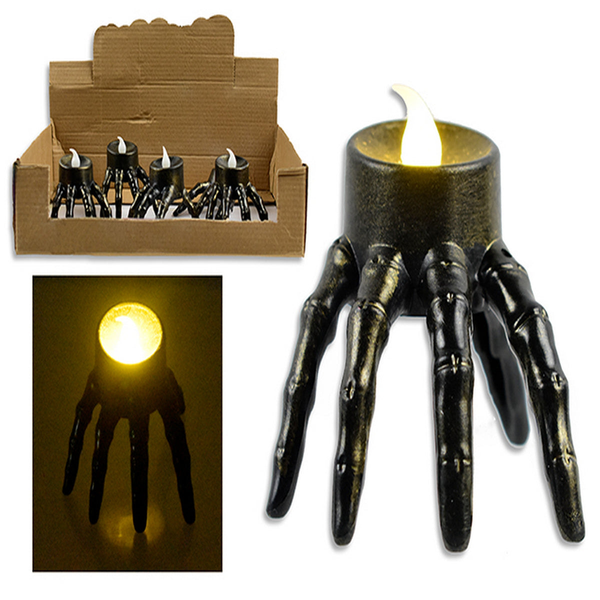 Halloween LED Skeleton Hand Candle - Warm White 3.5in