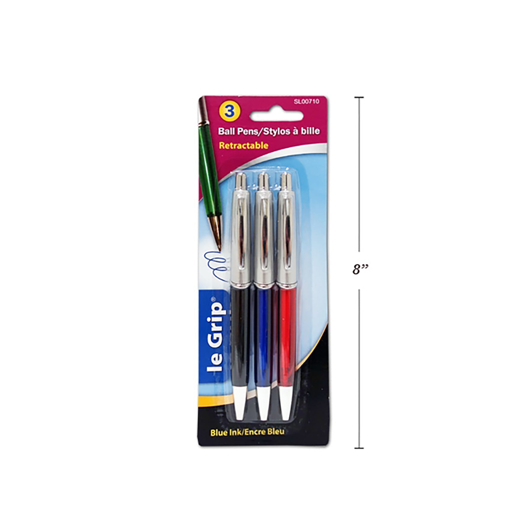 Le Grip 3 Pens Retractable Blue Ink