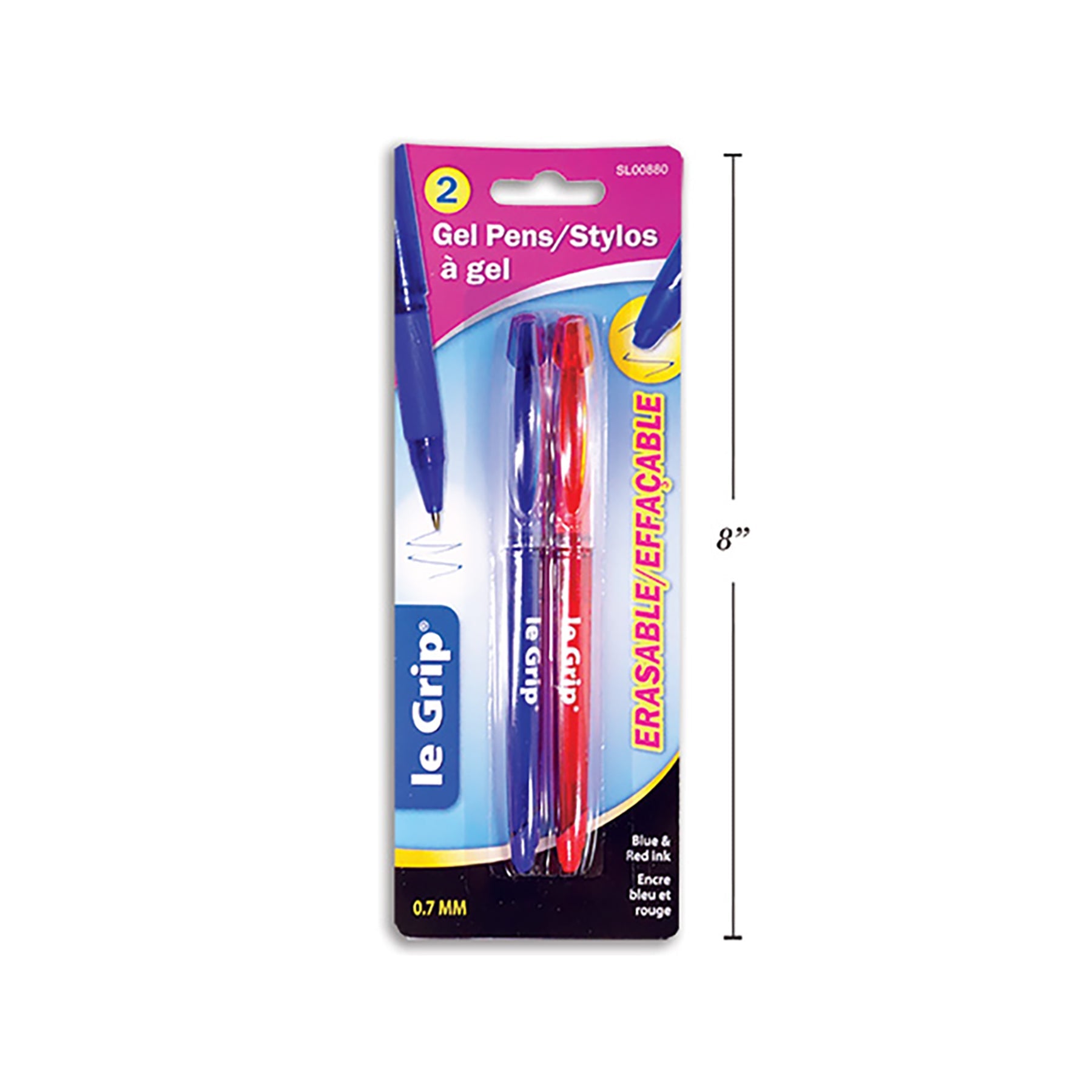 Le Grip 2 Pens Erasable Gel Ink Blue and Red 0.7mm