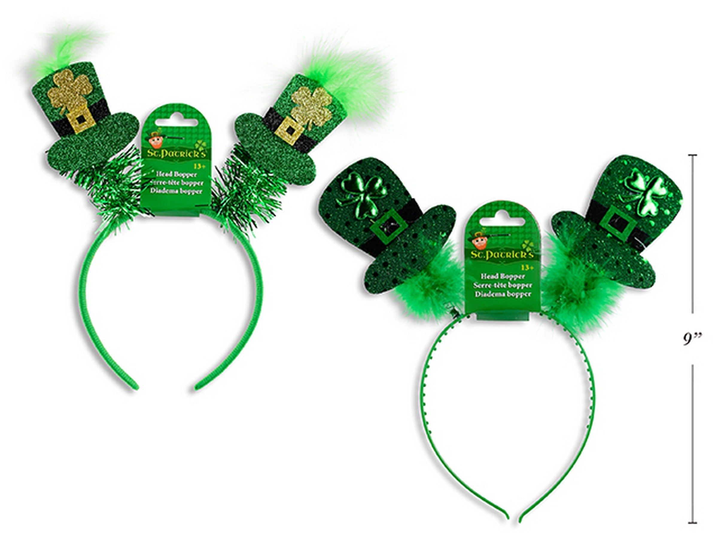 St-Patrick Sequin/Glitter Hat with Feather Headbopper  VRT 