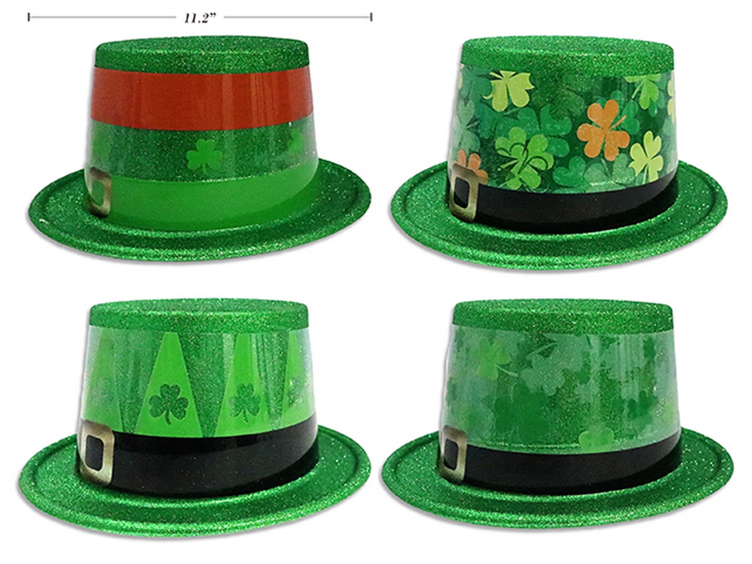 St-Patrick Metallic Glitter PVC Top Hat with Printed Band 11.2x9.6in VRT 