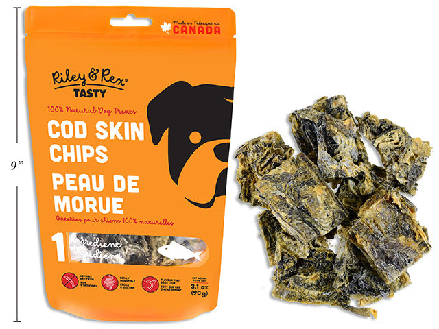 Riley & Rex Tasty Cod Skin Chips 100% Natural Dog Treats 90g 