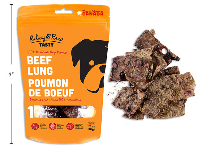 Riley & Rex Tasty Beef Lung 100% Natural Dog Treats 50g 