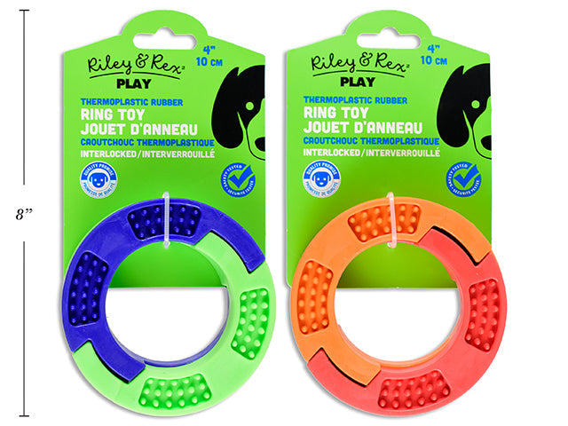 Riley & Rex Play Dog Toy - 2 Color Rubber Ring 4in (10cm) VRT