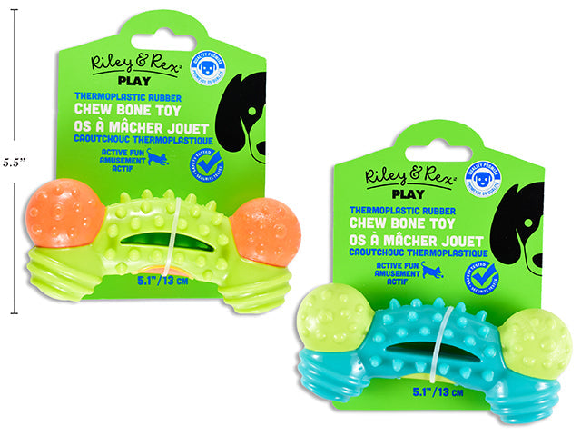 Riley & Rex Play Dog Toy - Rubber Chew Bone 5.1in (13cm) VRT