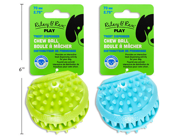 Riley & Rex Play Chew Ball Dog Treat Dispenser 2.75in (70mm) VRT 