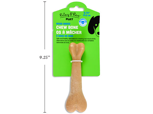 Riley & Rex Play Dog Toy - Wood Based Chew Bone 5.75in (14.6cm)