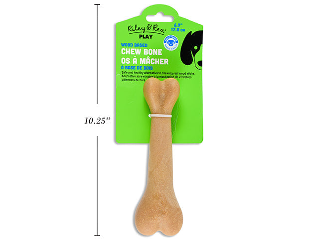 Riley & Rex Play Dog Toy - Wood Based Chew Bone 6.9in (17.5cm) 
