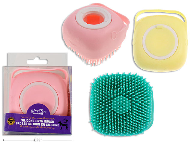 Riley & Rex Grooming Silicone Bath Brush and Shampoo Dispenser for Pet VRT 
