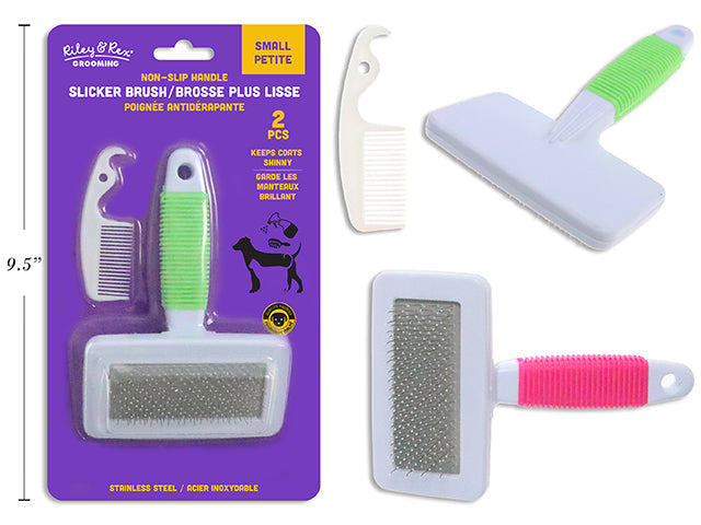 Riley & Rex Grooming 2pcs Slicker Brush Set for Pets 5.5x3.75in VRT 
