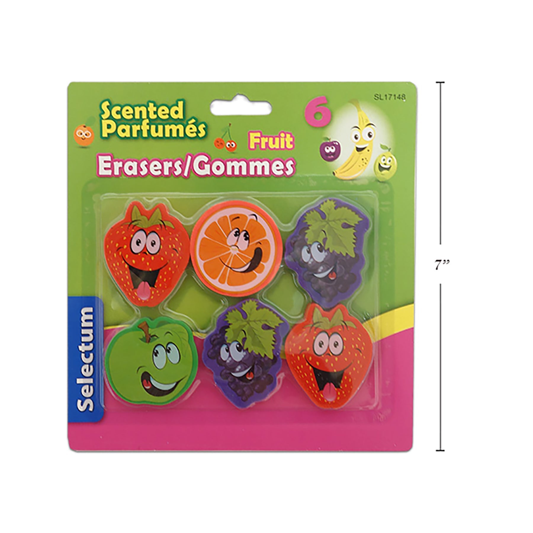 Selectum 6 Erasers Fruit Scented Latex Free