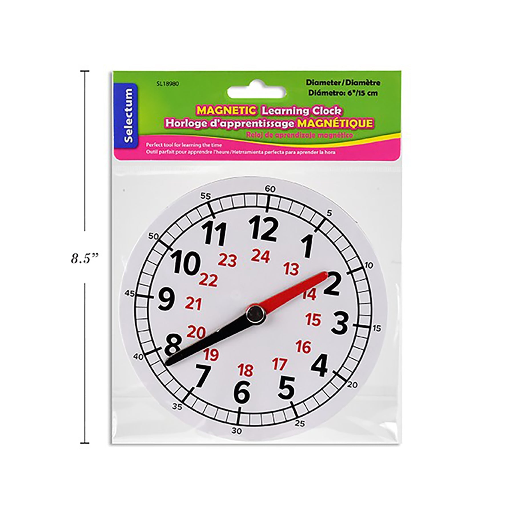 Selectum Magnetic Learning Clock 6in dia.