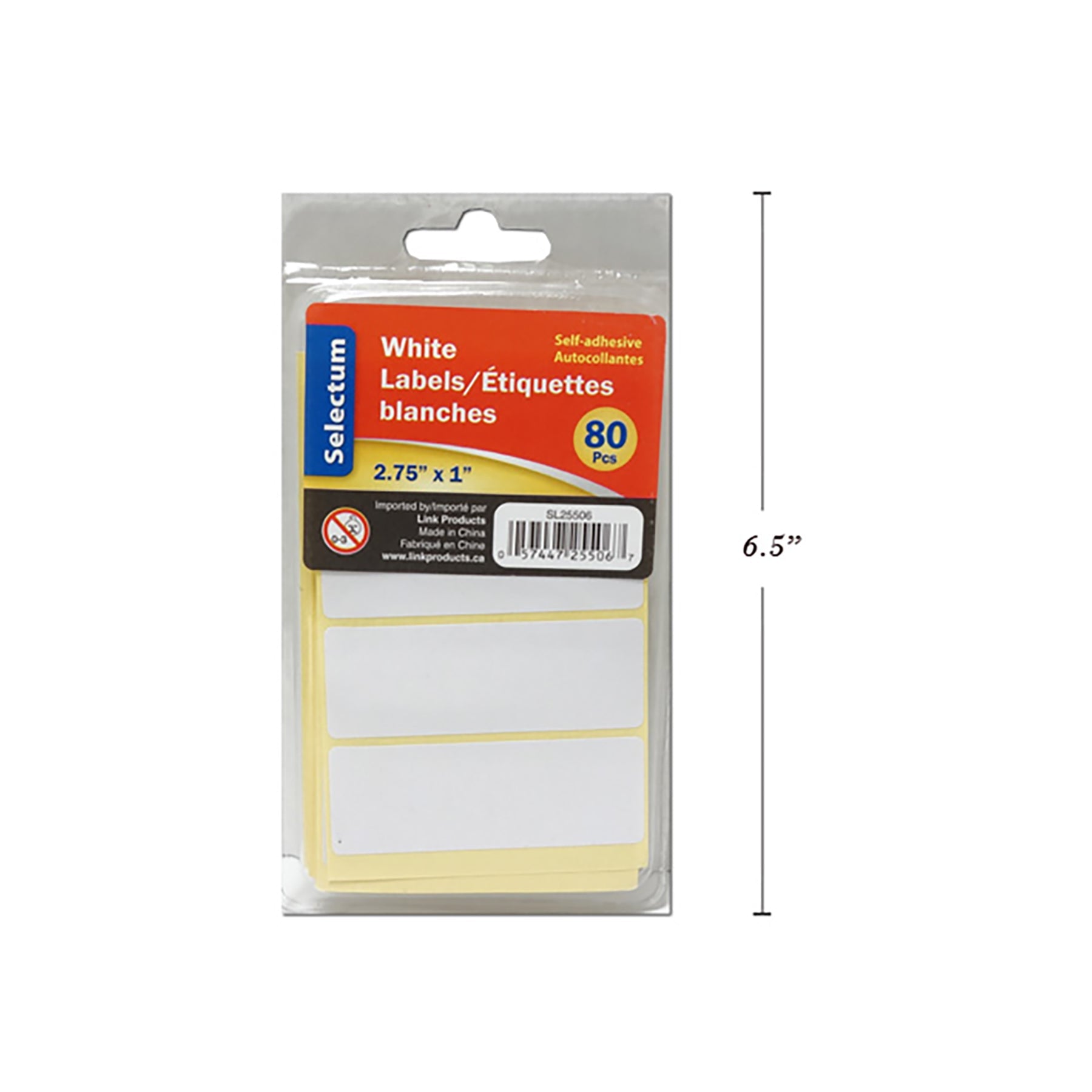 Selectum 80 Labels White 2.5x1in each