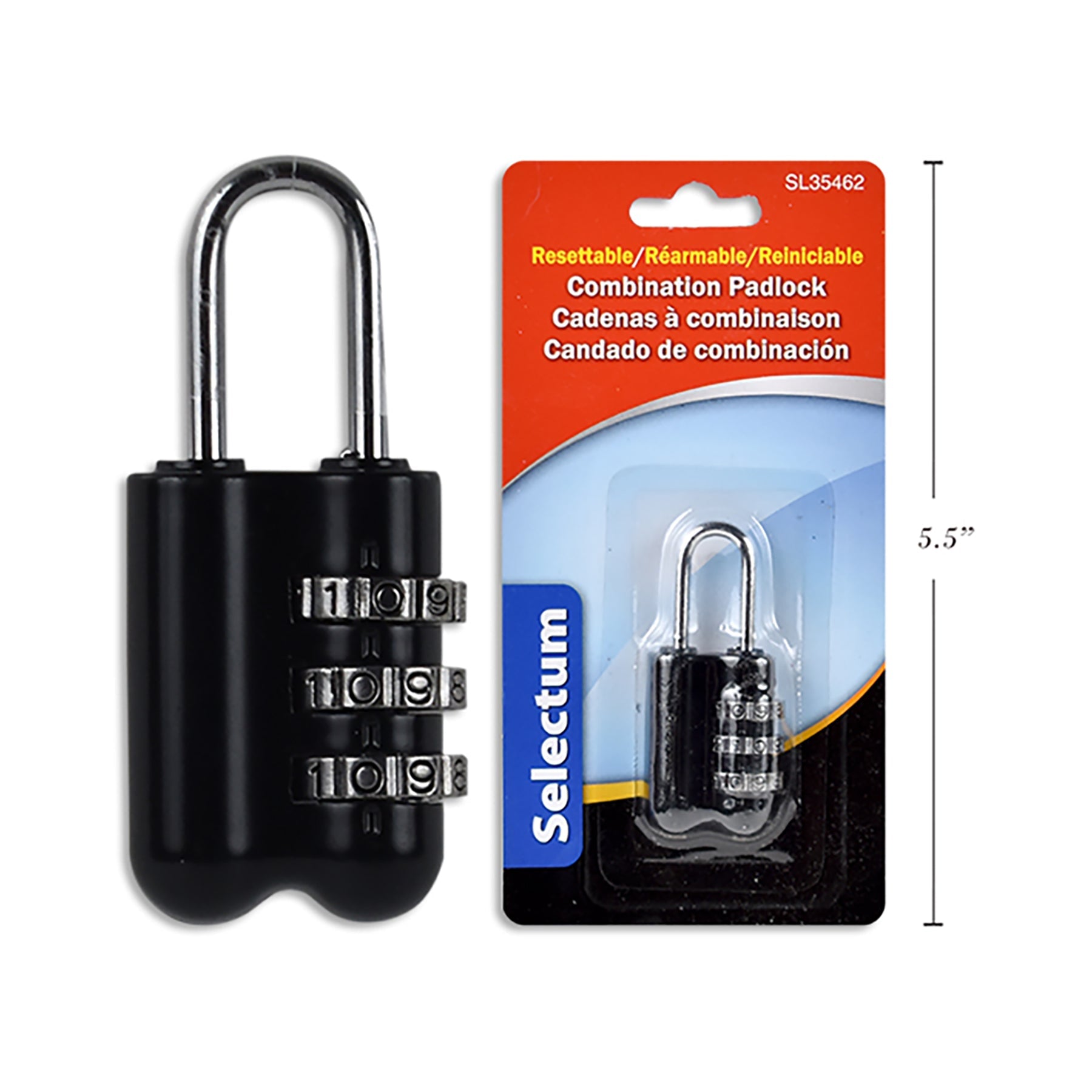 Selectum Combination Padlock Resetable 2x0.8in