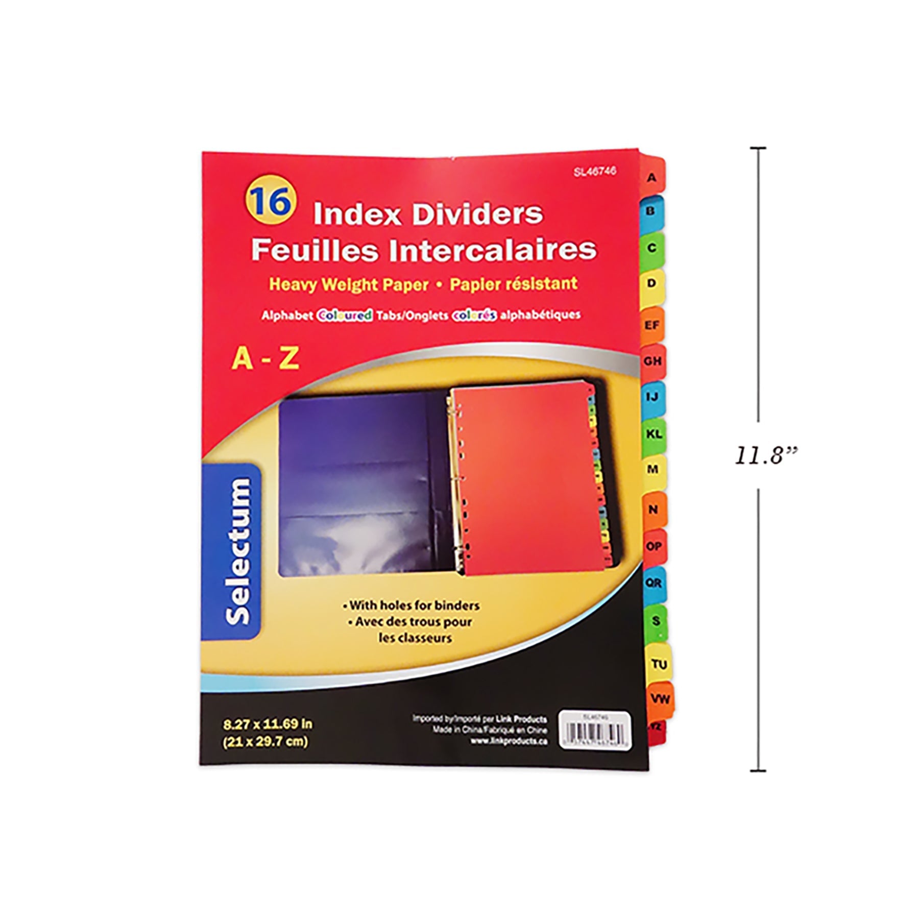 Selectum 16 Tab Alphabet Index Dividers Paper 8.2x11.69in
