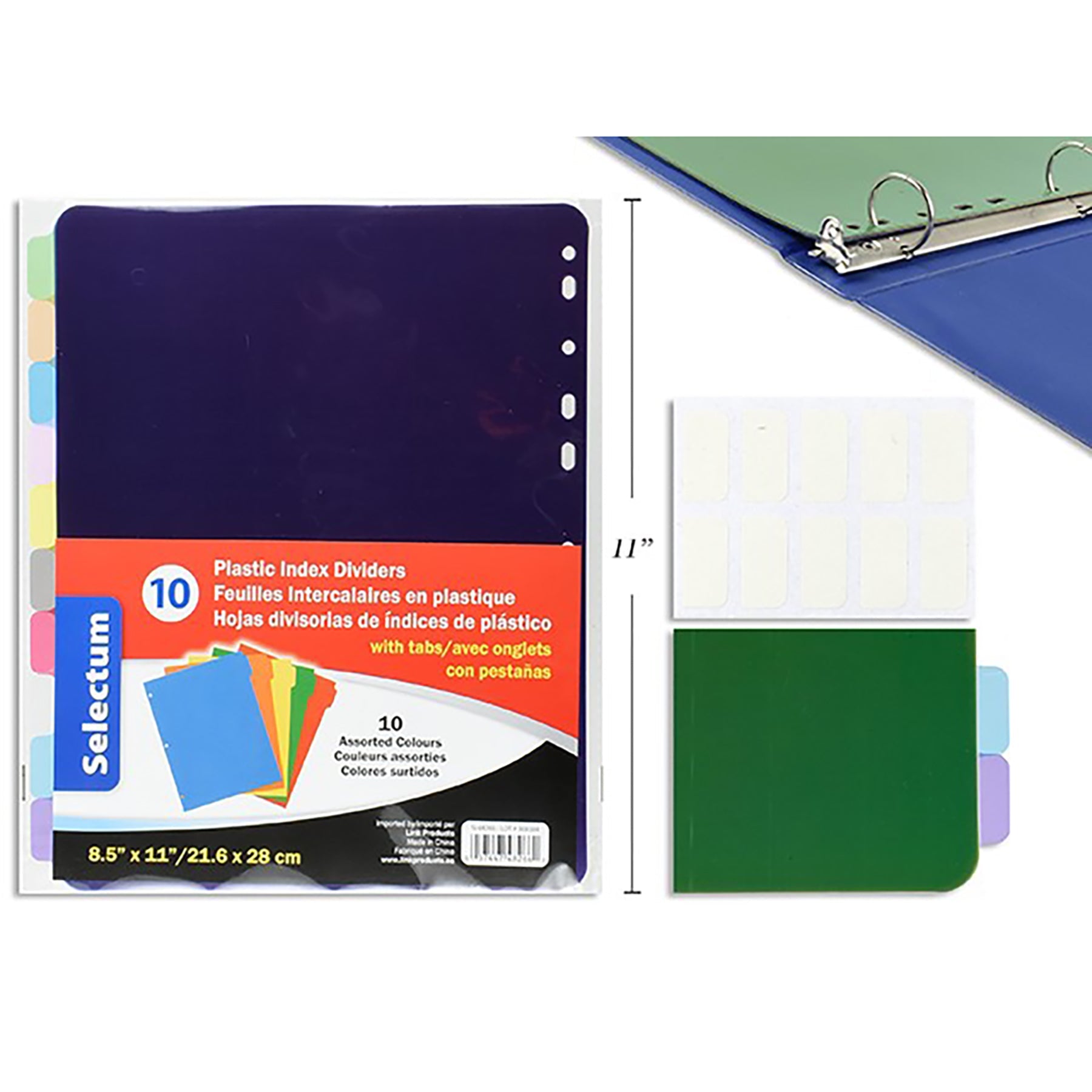 Selectum 10 Index Dividers with Tabs - Plastic 8.5x11in