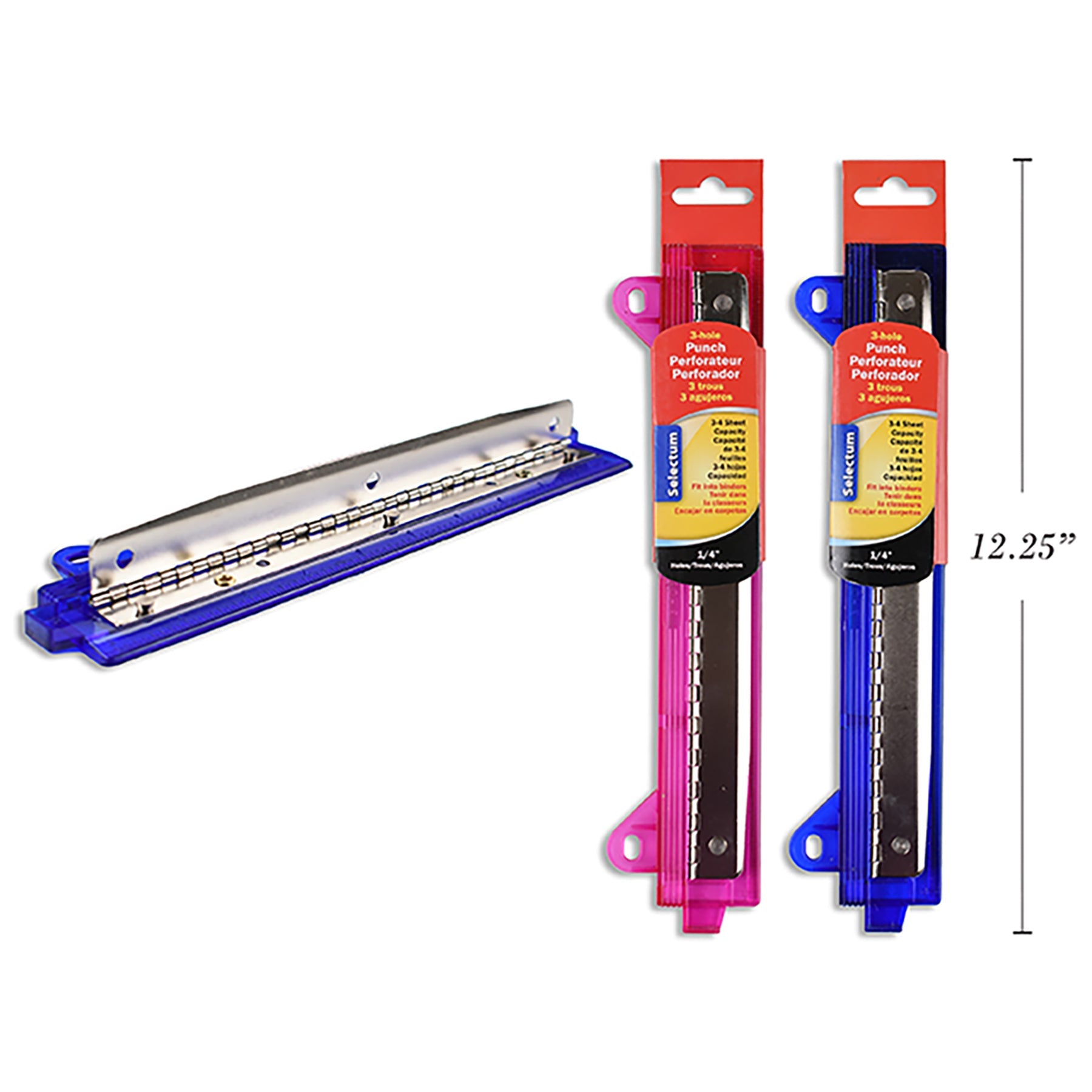 Selectum 3-Hole Paper Punch Fits into Binder 10.5x2.5in