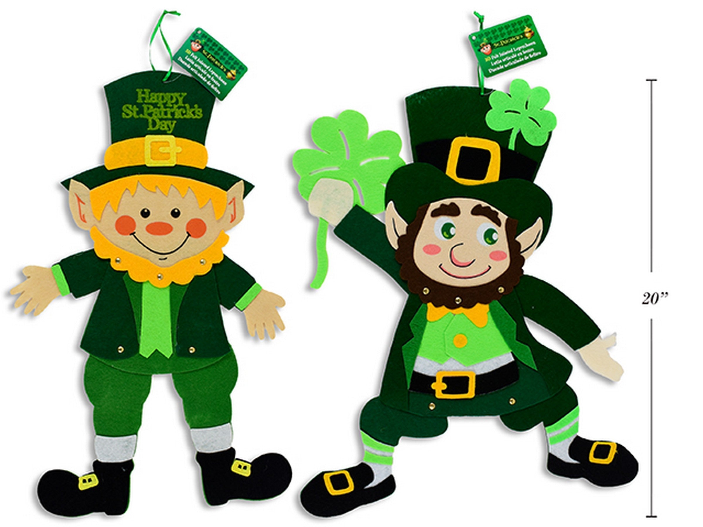 St-Patrick 3D Felt Jointed Leprechaun 20in VRT 