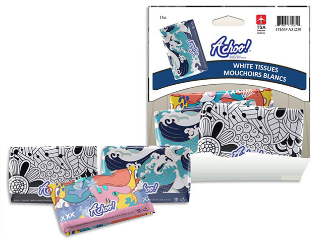 Achoo 10 3-Ply White Tissues  7.8x7.8in (20x20cm)
