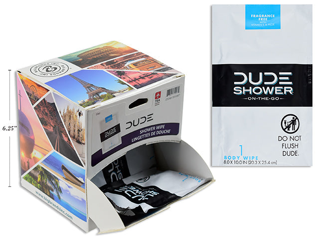 Dude 1 Shower Wipe - Travel Size 8x10in