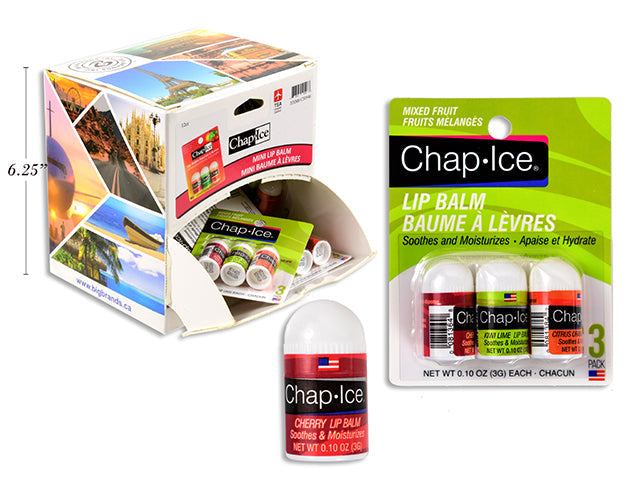 Chap-ice 3 Mini Bullet Lip Balms - Travel Size 0.10oz each