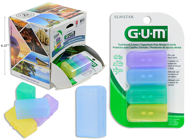 Gum 4 Toothbrush Covers - Travel Size 