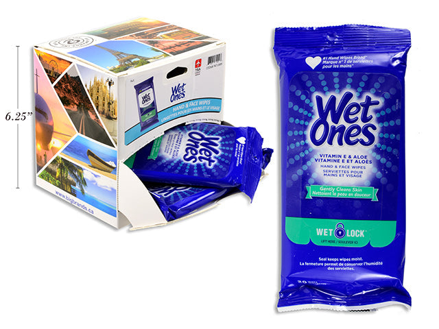 Wet Ones 20 Hand and Face Wipes Vitamin E and Aloe - Travel Size 