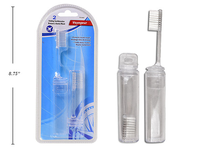 6.5in Folding Travel Toothbrushes - Pack of 2