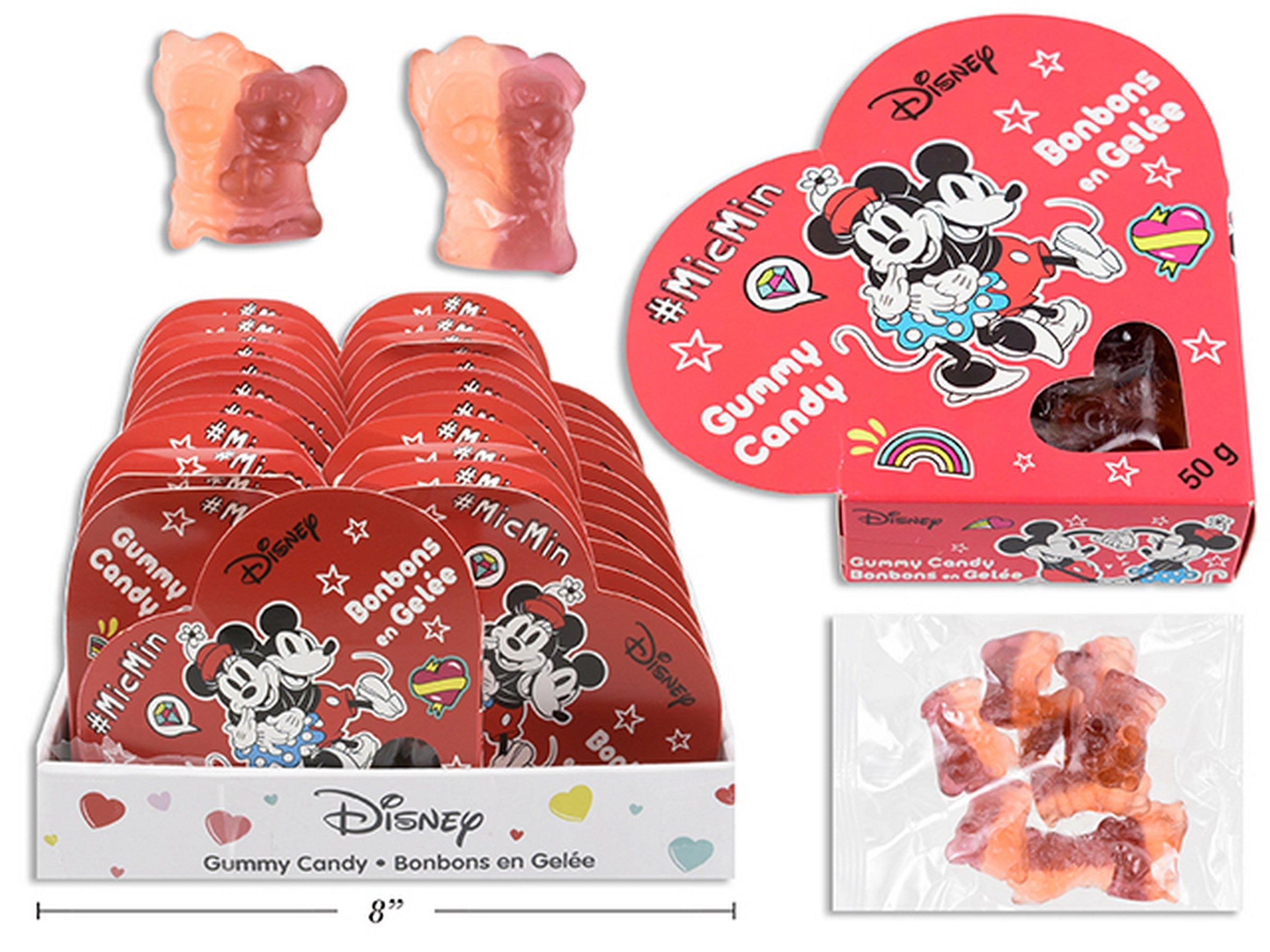 Valentine's Day Mickey and Minnie Gummy Heart Box 50g - Each sold separately