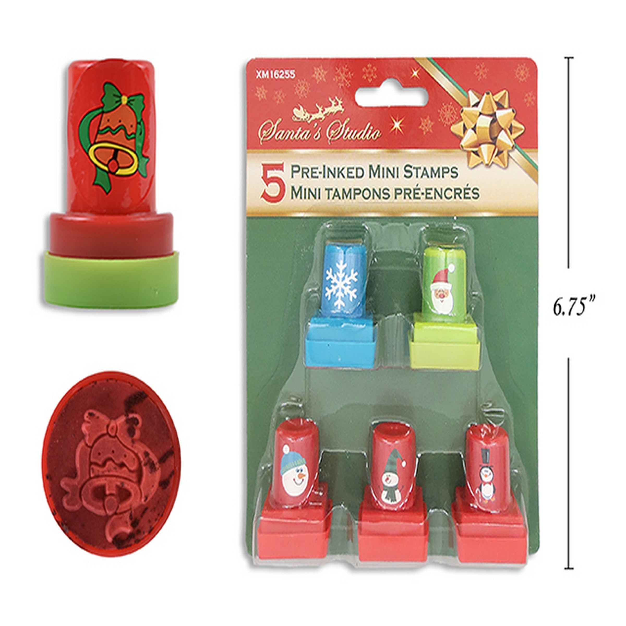 Christmas 5 Mini Pre-inked Stampers 