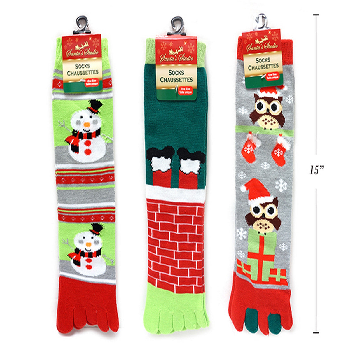 Christmas Printed Knitted Toe Socks 14.5in VRT