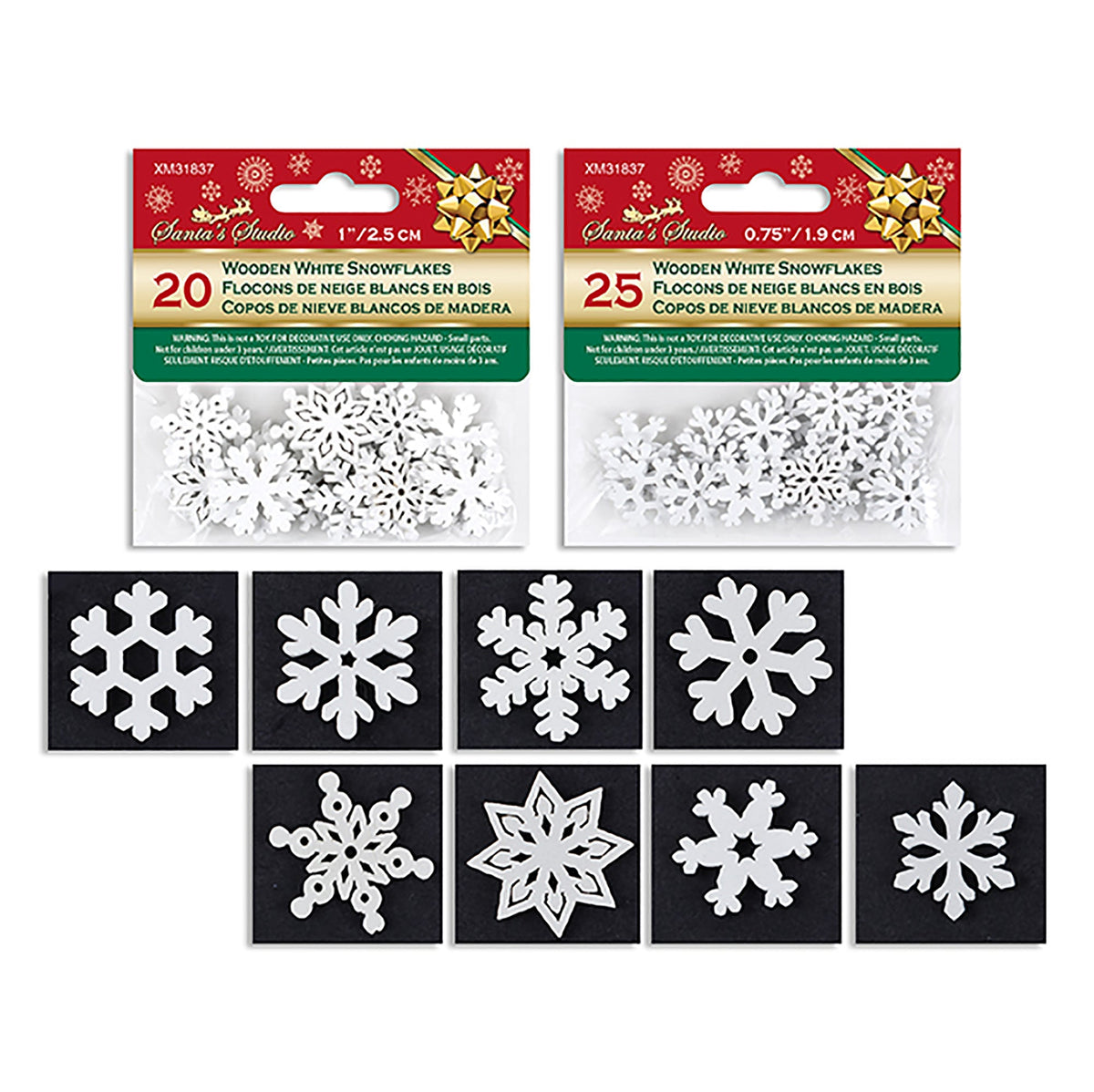 Christmas Wooden Craft White Snowflakes VRT