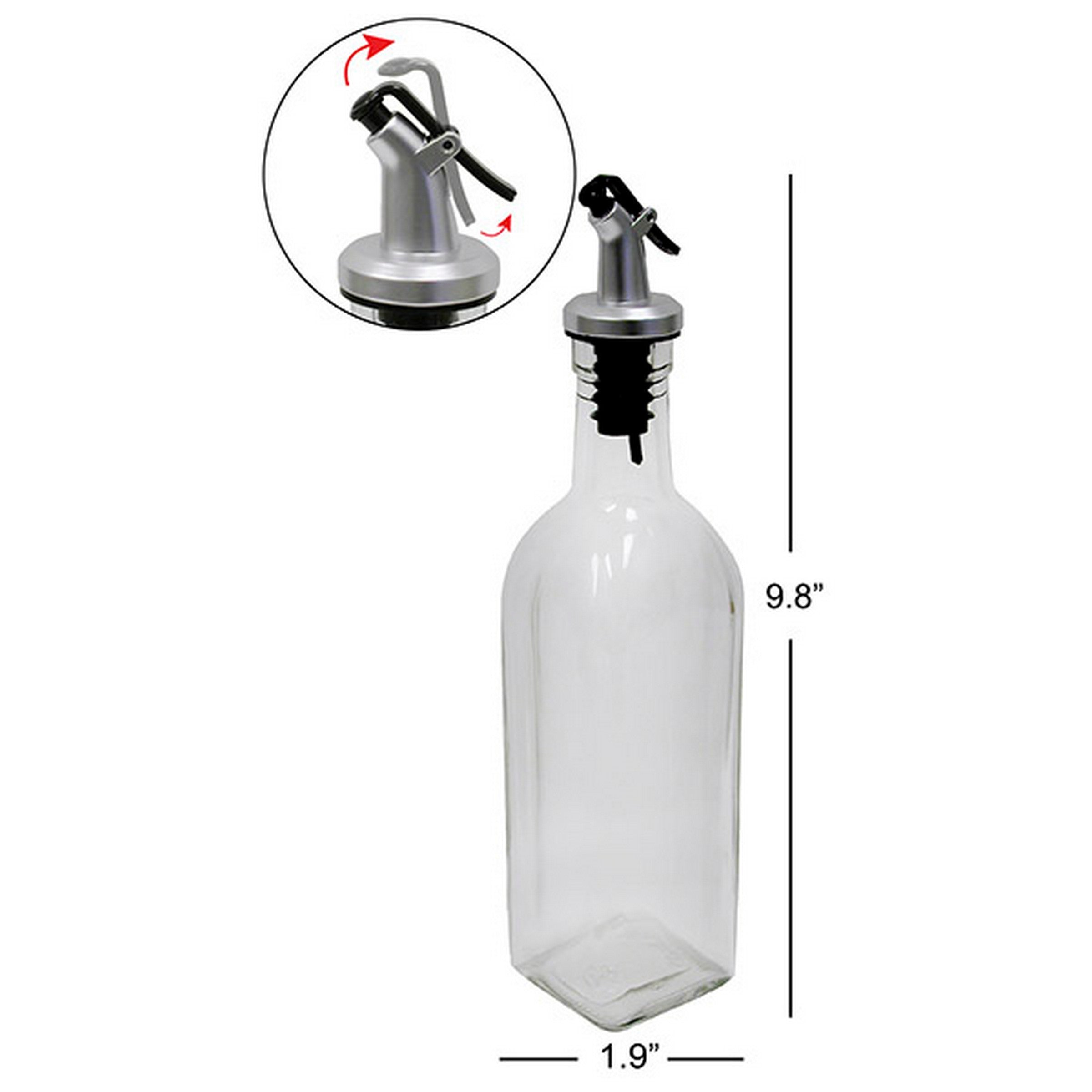Glass Oil /Vinegar Bottle with Plastic Lid 9.8x1.9in