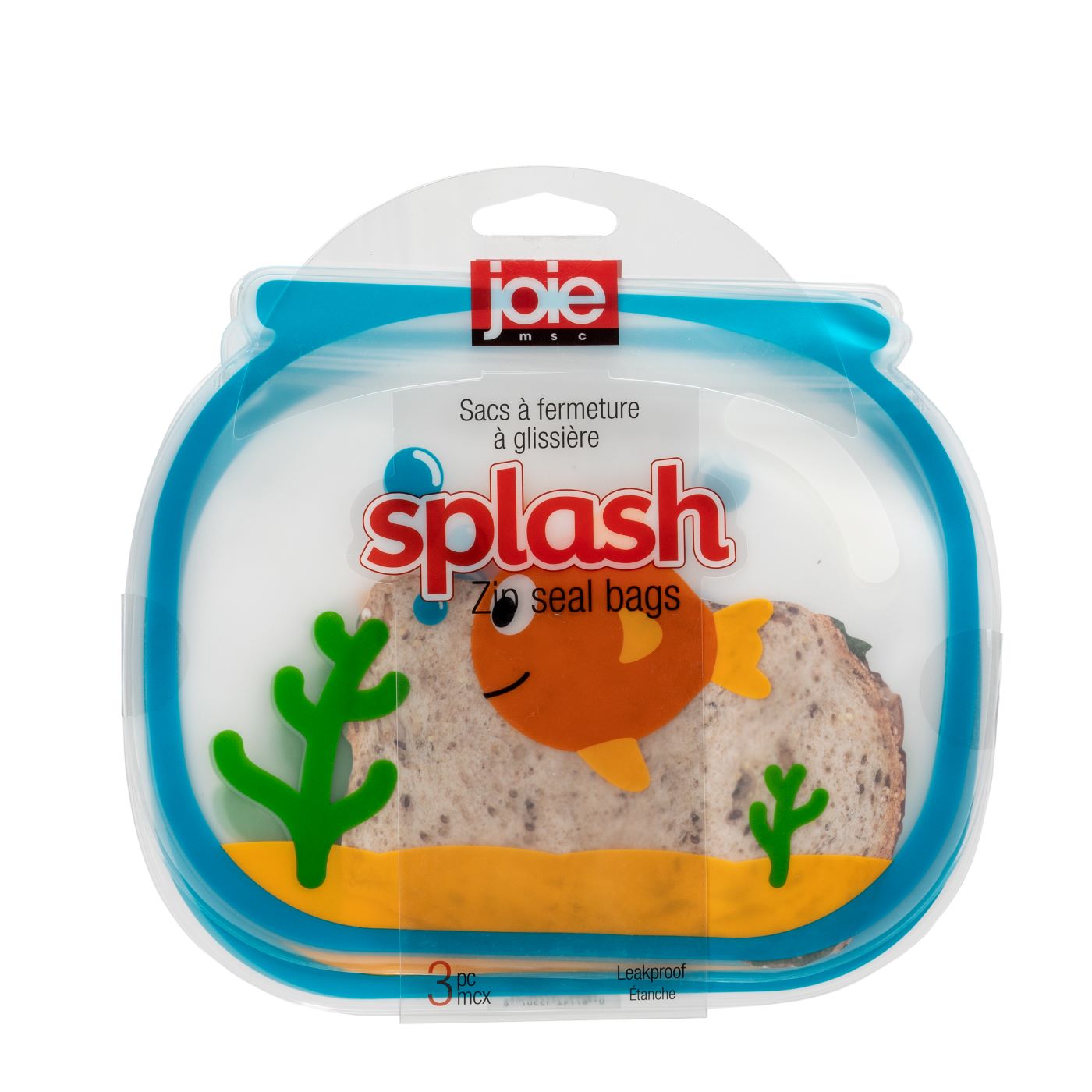 Joie 3 Zip Seal Bags Splash - Leakproof and Reusable 8.25x6.5in