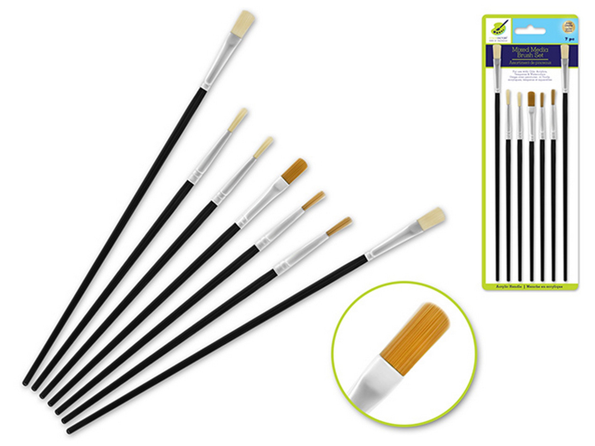 Color Factory 7mcx Assortiment de Pinceaux Manche en Acrylique 6.75po - 8.6po