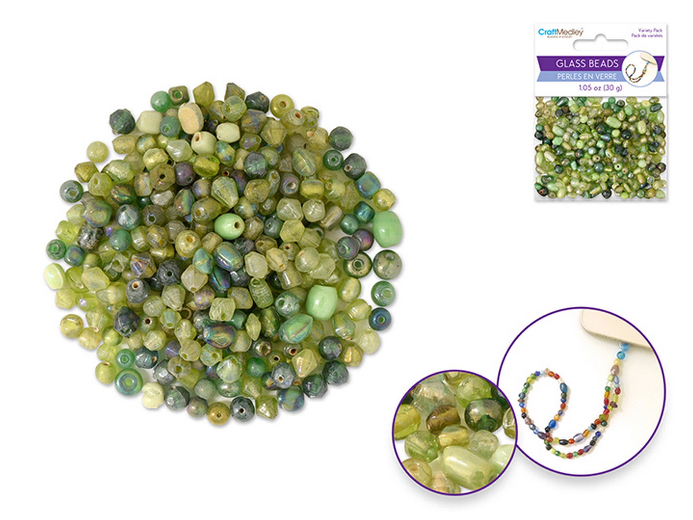 Beading and Jewelry Luster Polish Glass Beads - Jade Mix 4 - 6mm  30g