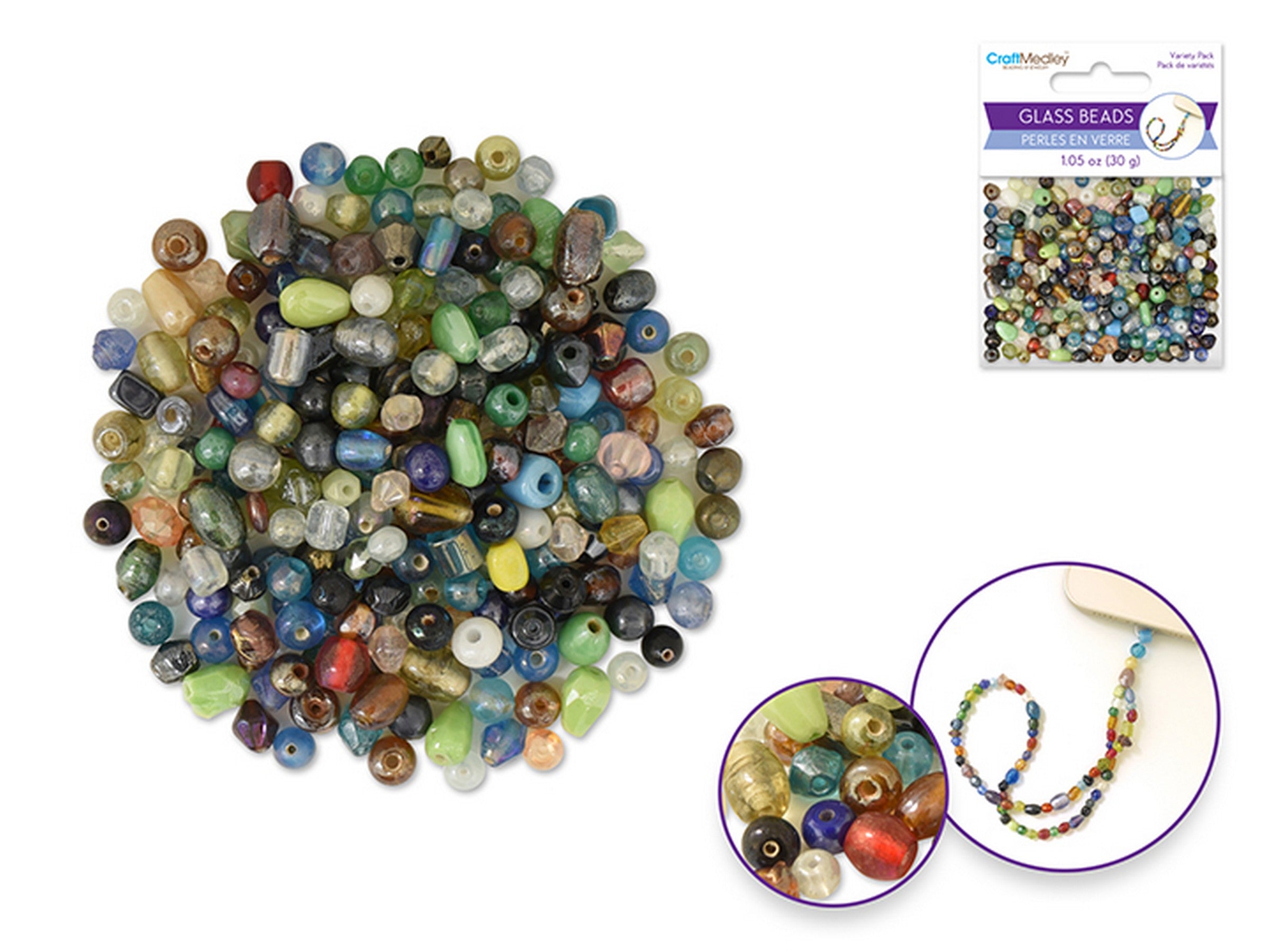 Beading and Jewelry Luster Polish Glass Beads - Multi-Mix 4 - 6mm  30g