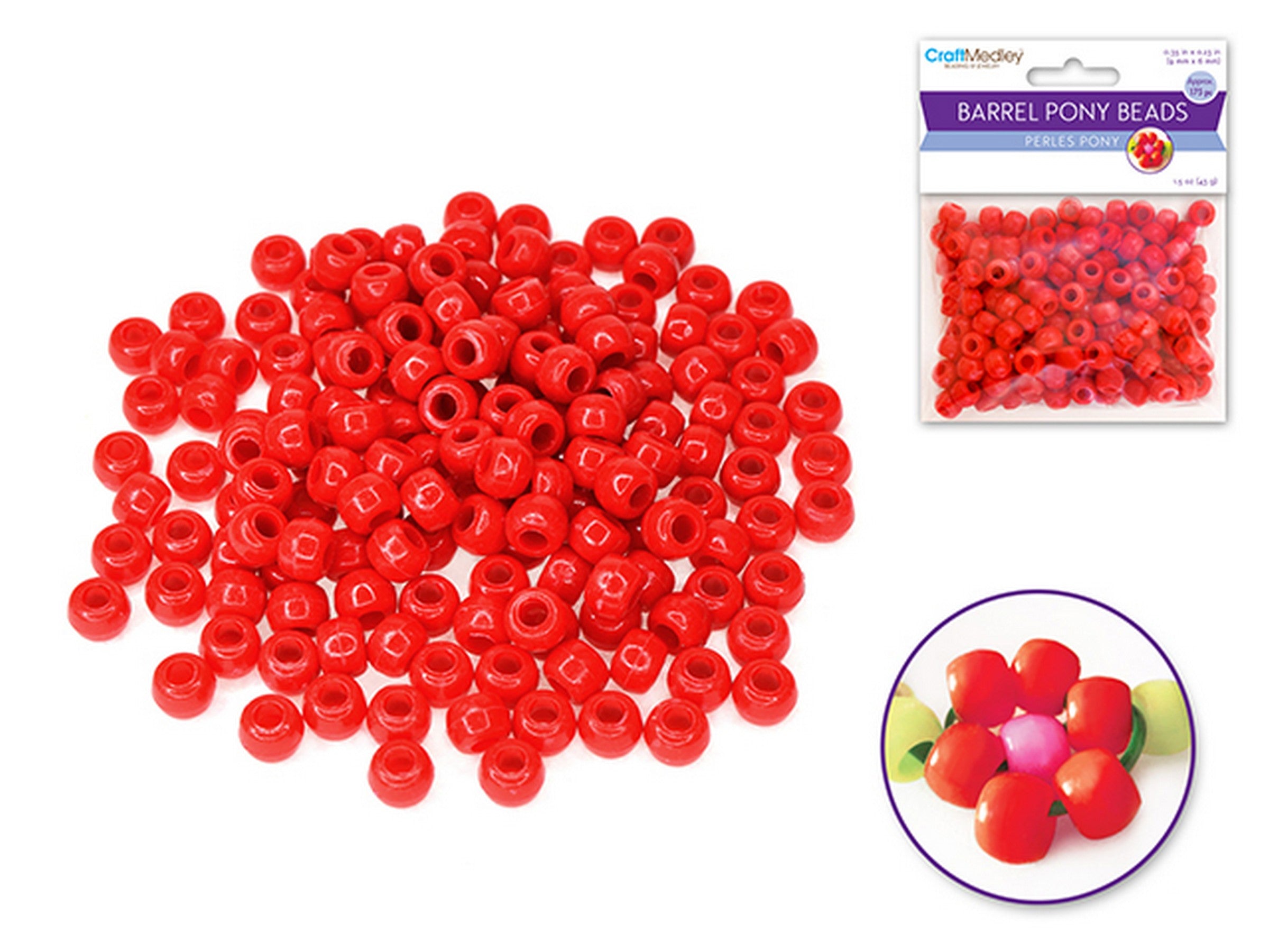 Accessoires Bijoux Approx. 175 Perles Pony Rouges 0.35x0.23po