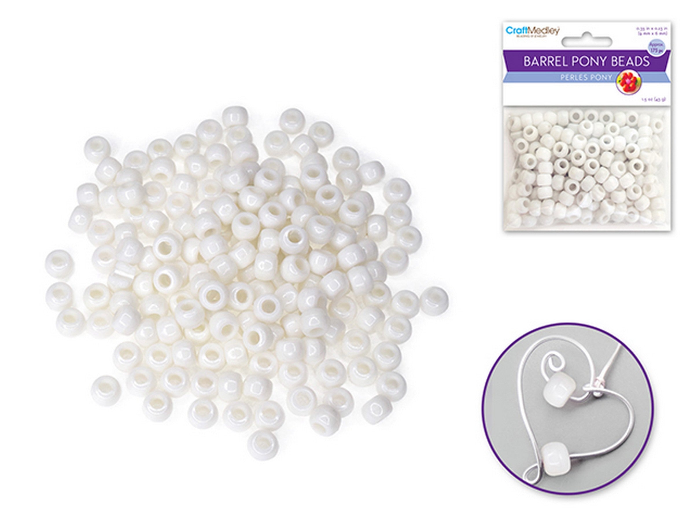 Accessoires Bijoux Approx. 175 Perles Pony Blanches 0.35x0.23po