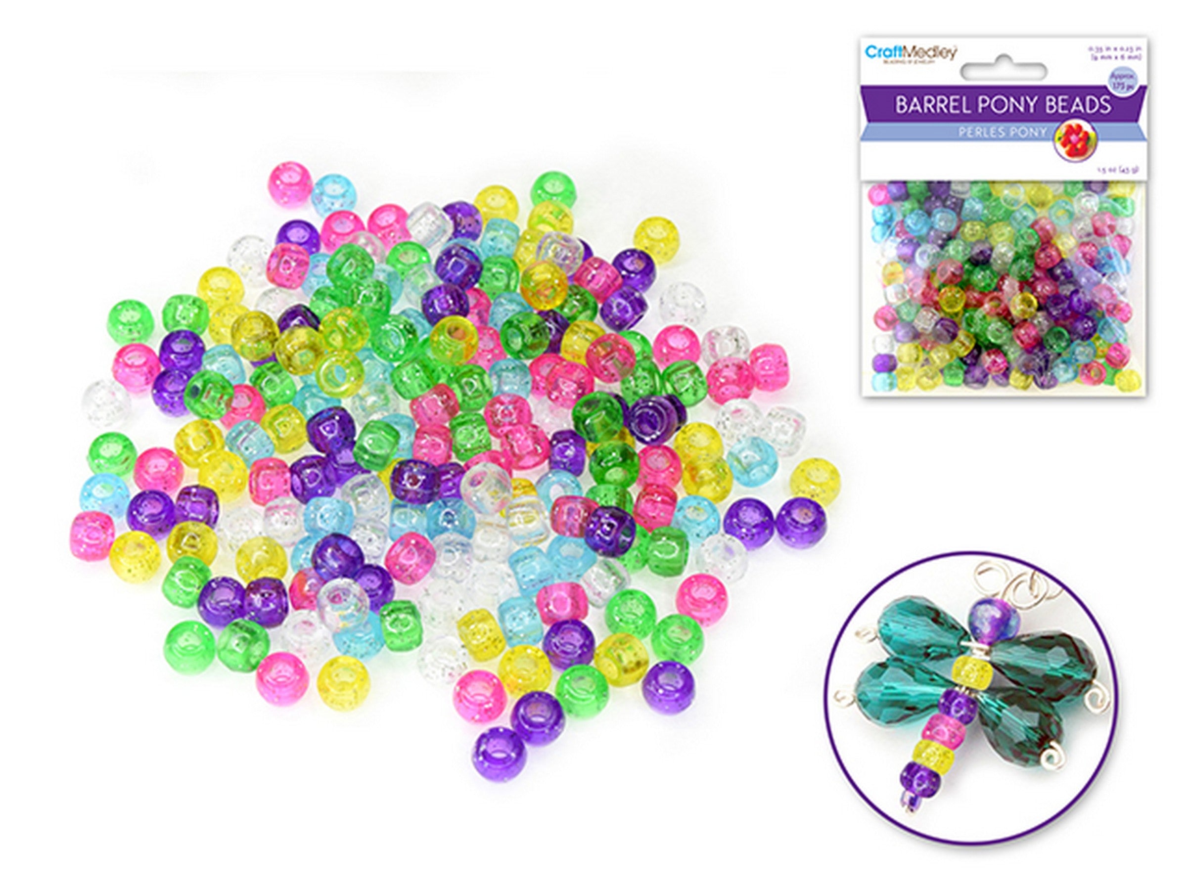 Accessoires Bijoux Approx. 175 Perles Pony Brillantes Mélangées 0.35x0.23po