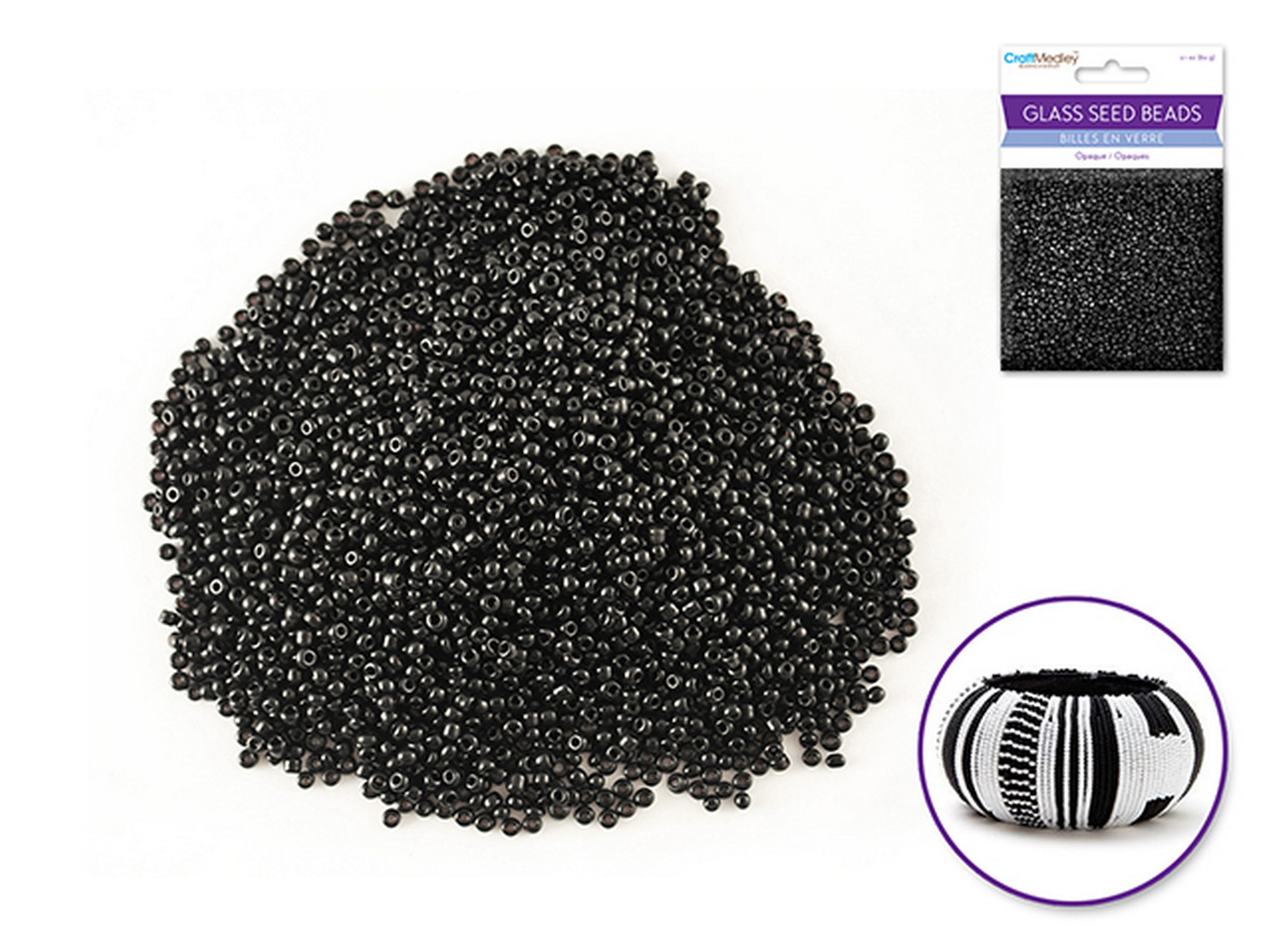 Accessoires Bijoux Perles Noires en Verre Opaque 2.1oz