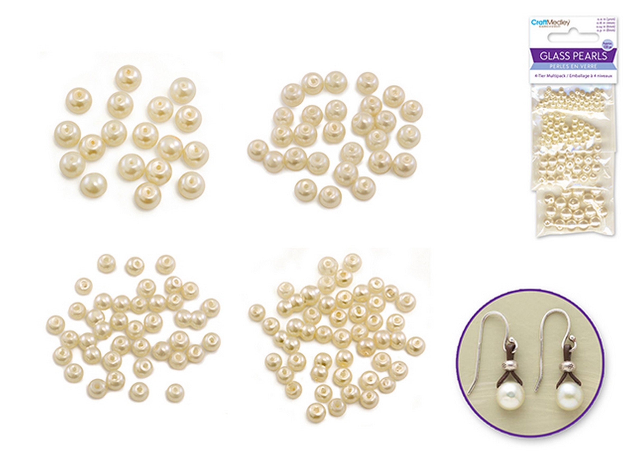 Accessoires Bijoux Approx. 135 Perles Ivoire en Verre 0.12po à 0.31po
