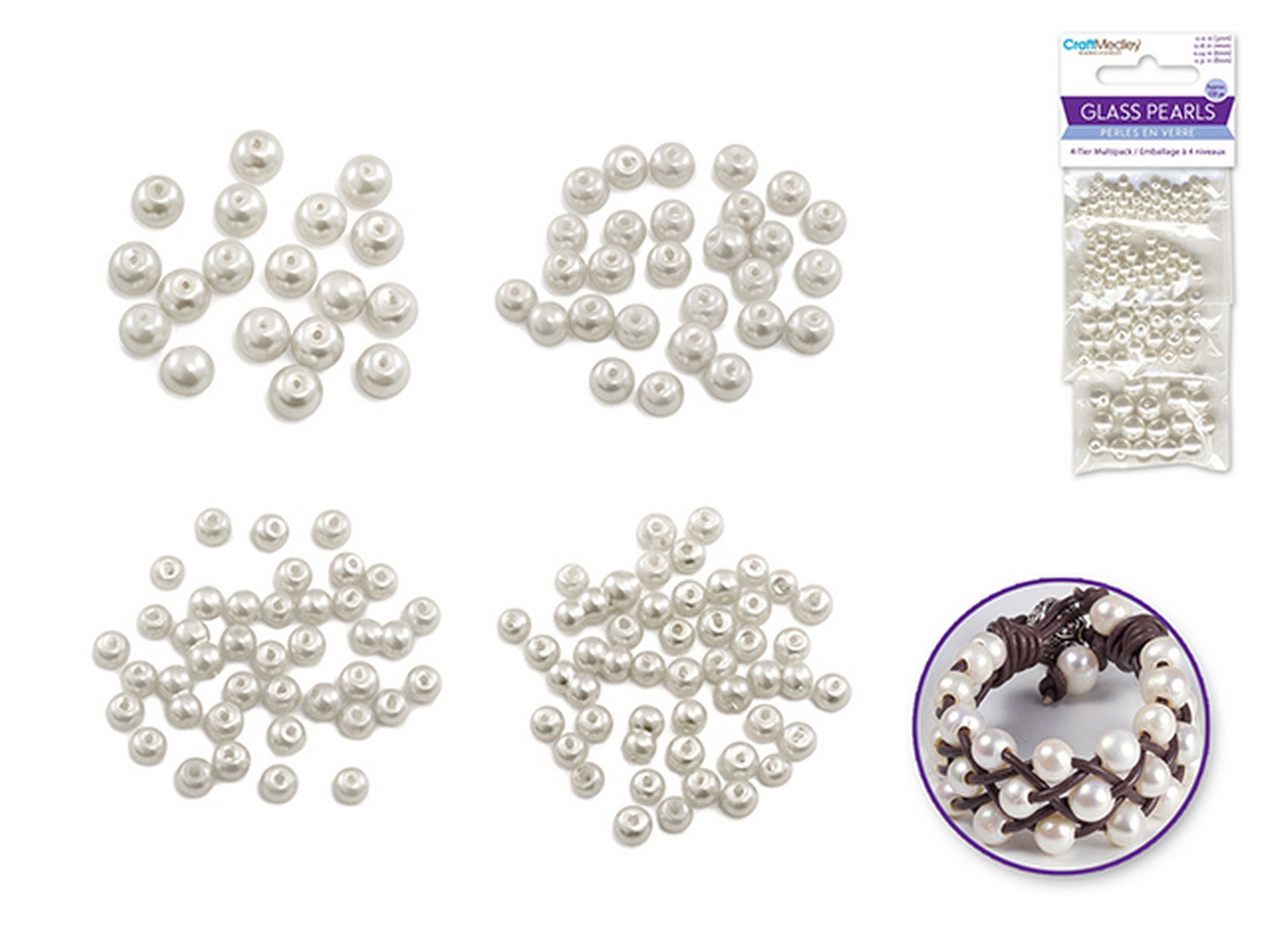 Accessoires Bijoux Approx. 135 Perles Blanches en Verre 0.12po à 0.31po