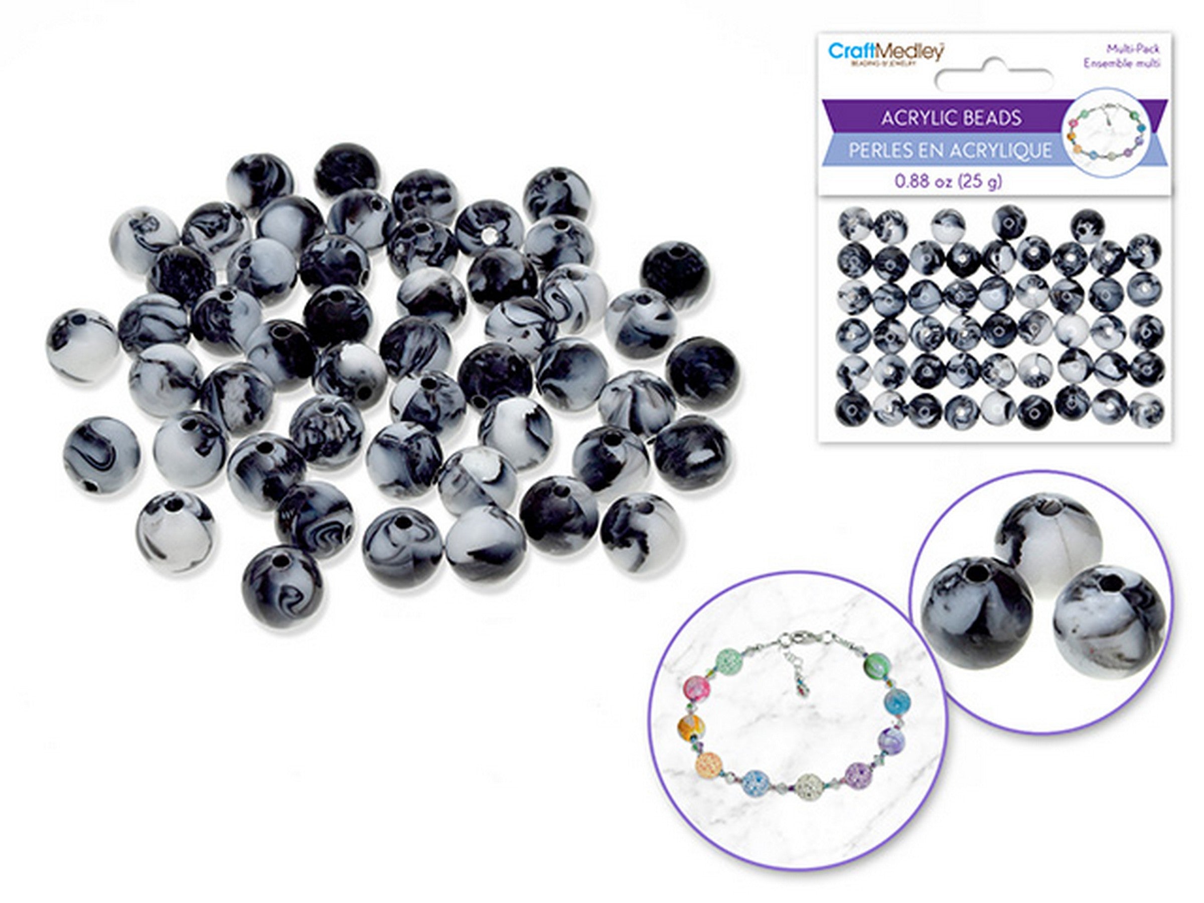 Accessoires Bijoux Perles en Acrylique Marbré Classique 0.88oz