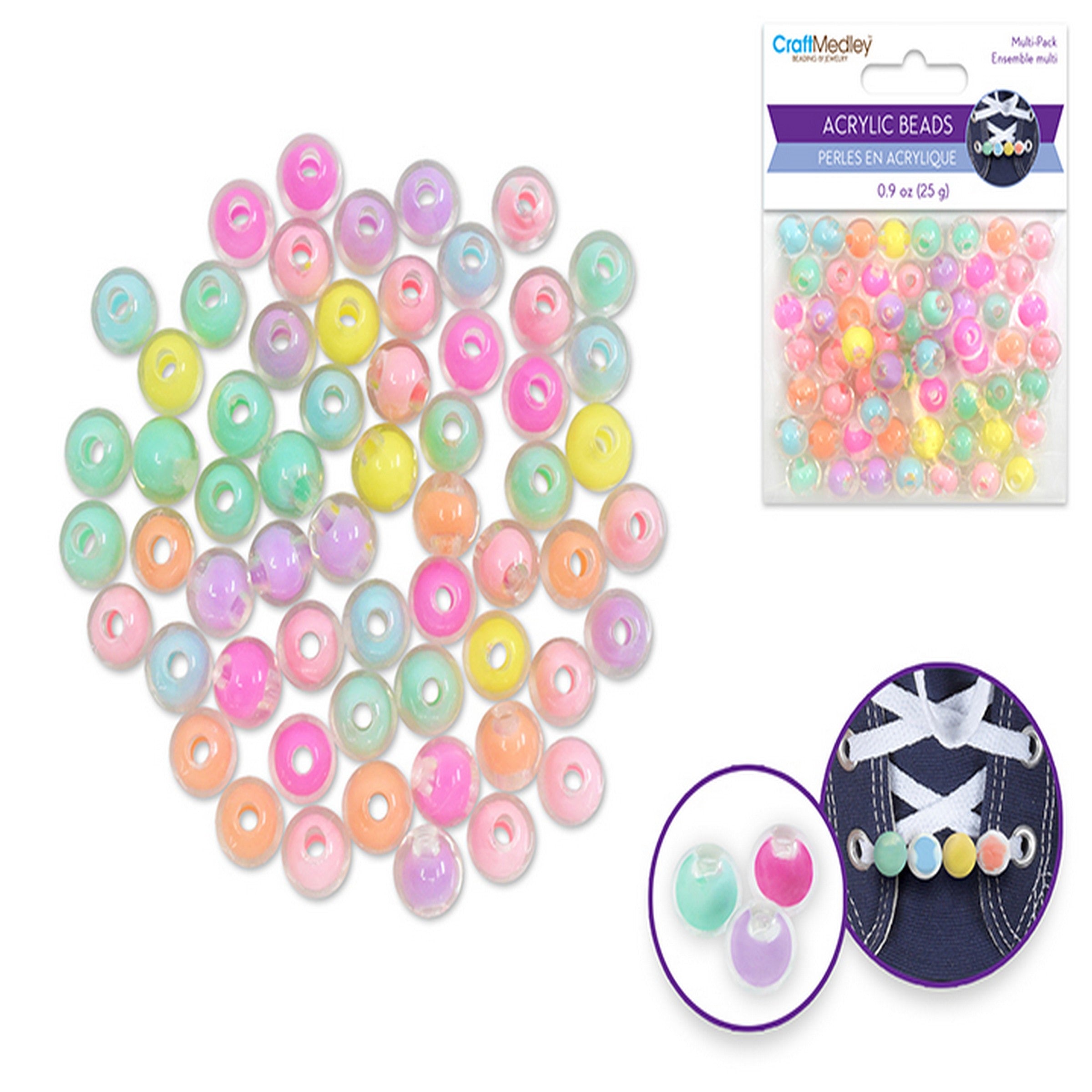 Beading and Jewelry Acrylic Beads - Color-Center 10mm 25g