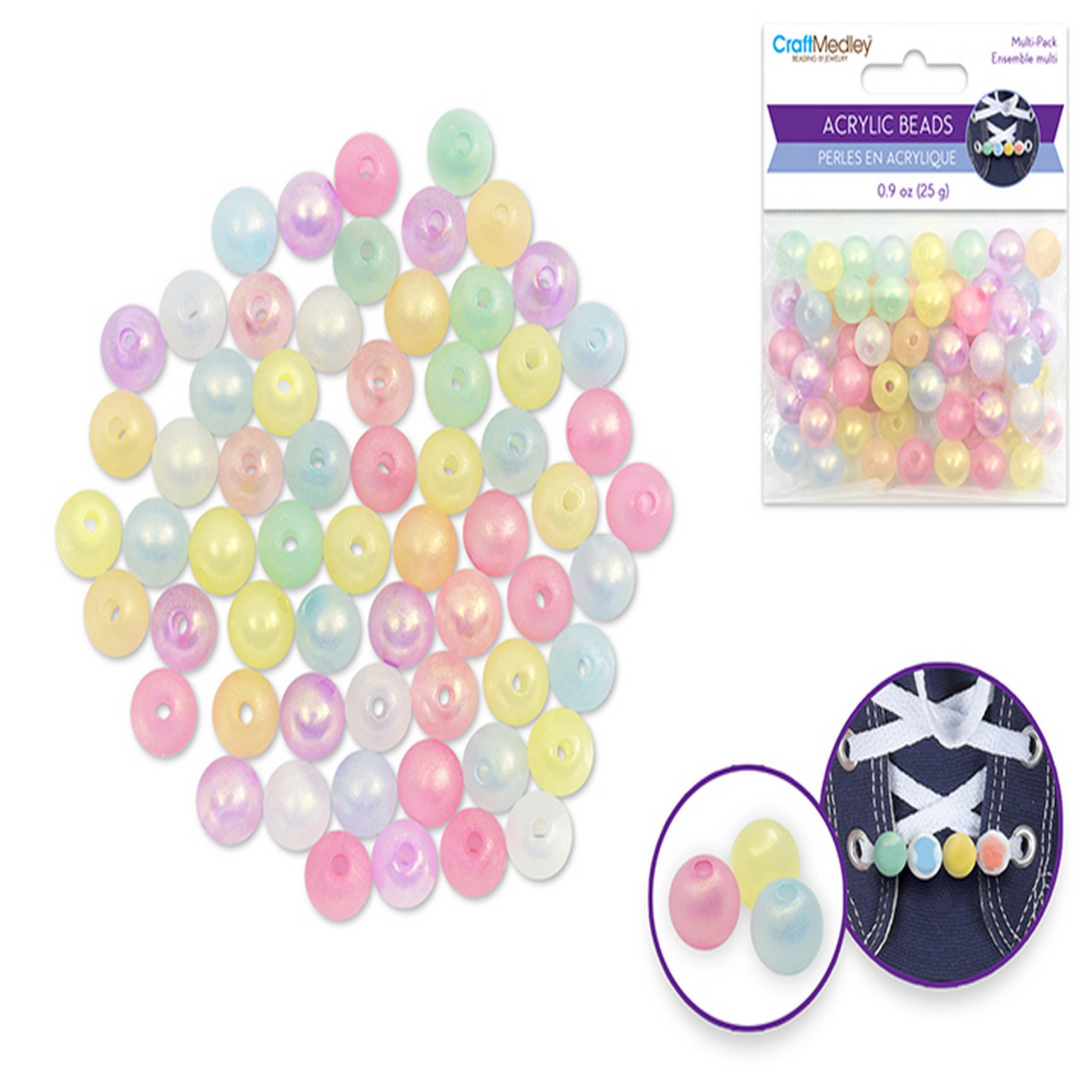 Beading and Jewelry Acrylic Beads - Frosted 10mm 25g